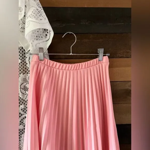 Vintage 60s Sarah K Baby Pink Pleated Midi Skirt Size Vintage 10 - Picture 6 of 9